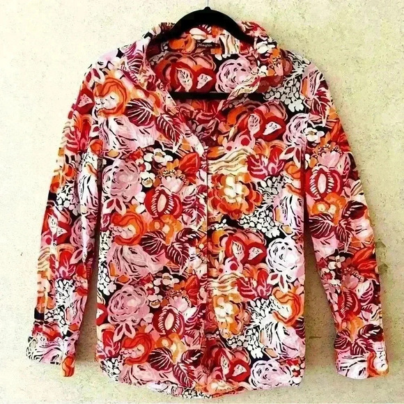 J.McLaughlin‎ Floral Button Down Long Sleeve Blouse Colorful Print M - Picture 1 of 9